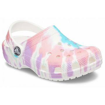 Zuecos Crocs Classic Tie-Dye Graphic Niño Blancos | Mexico 1341GSOL